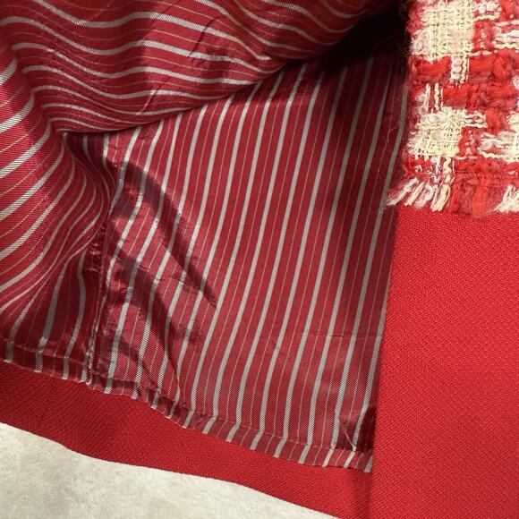 VTG Moschino Cheap Chic Houndstooth Wool Red Midi Pencil Skirt Womens Size US 6 - Picture 7 of 9